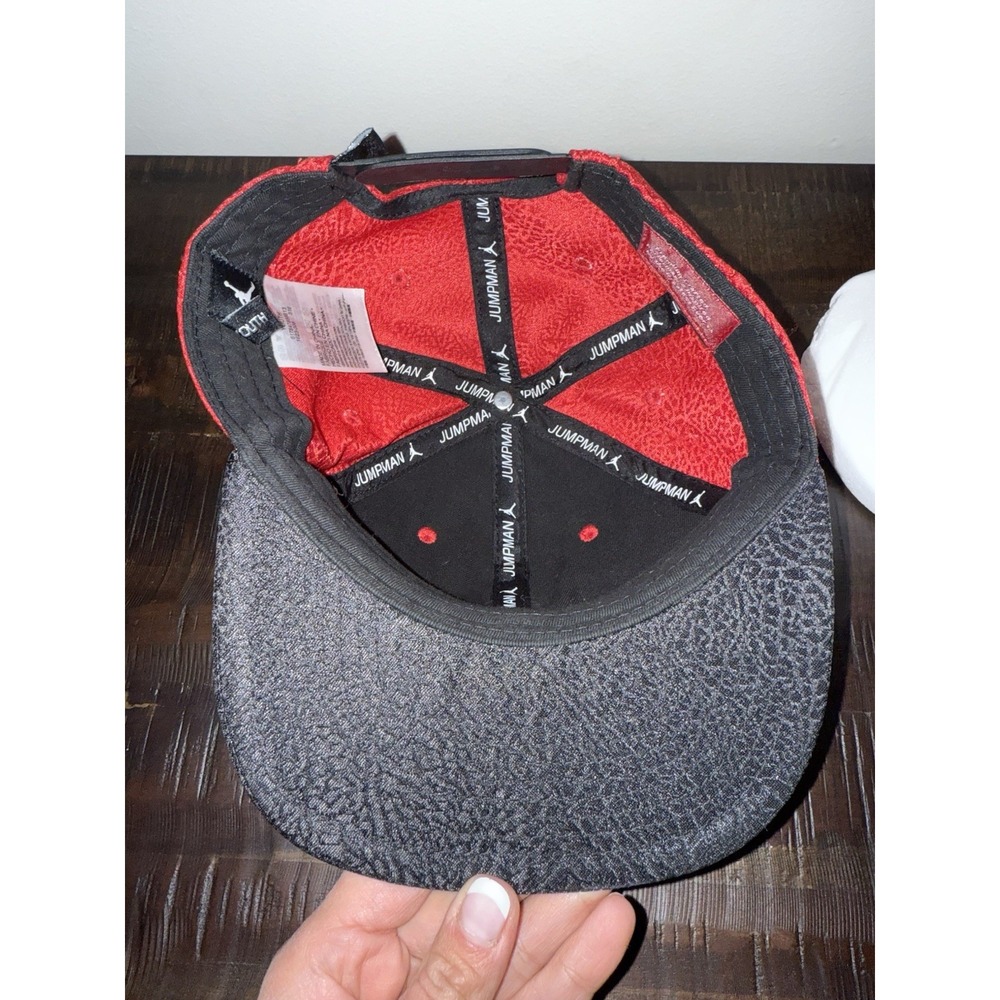 Jordan Nike Y2K Red‎ Black Youth Snapback Hat NEW Crackle - Picture 5 of 6